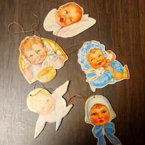 1985 Merrimack Publishing Corp. Vintage set of 5 die cutout Victorian ornaments